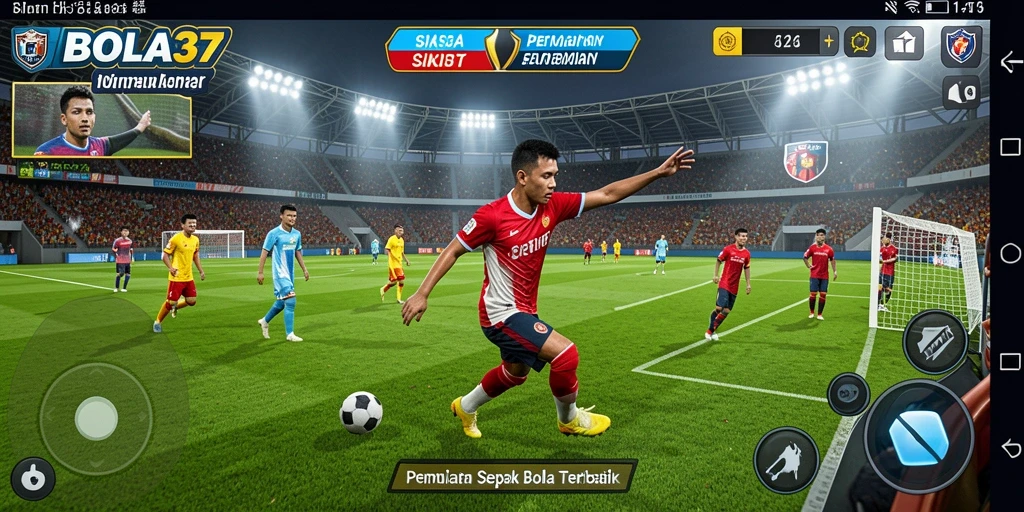 Tampilan gameplay BOLA37 dengan aksi sepak bola yang mendebarkan.