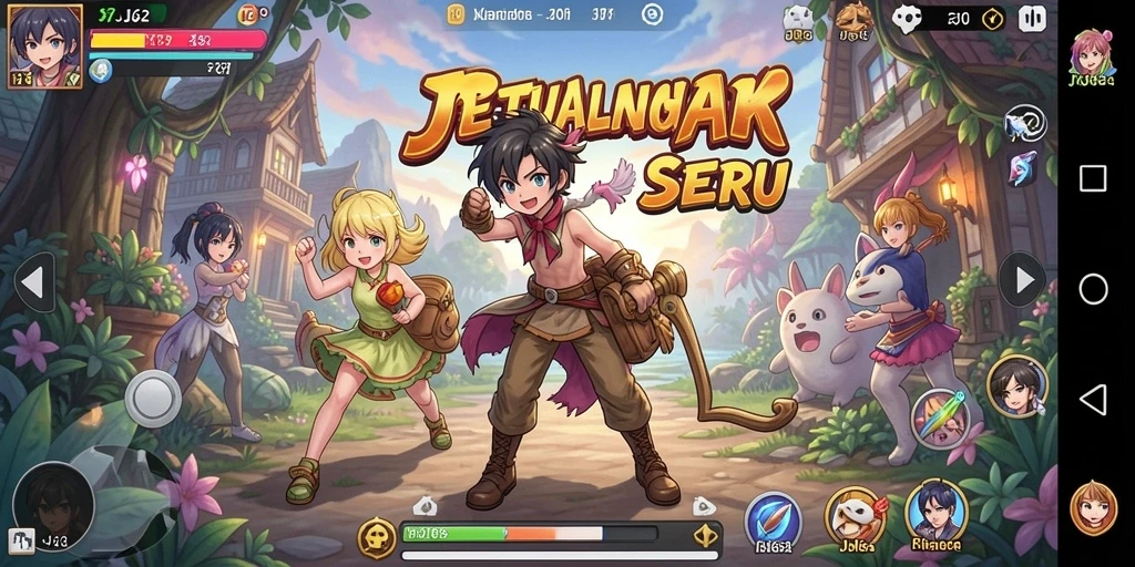 Screenshot utama JJ62 menampilkan aksi seru di dunia anime.
