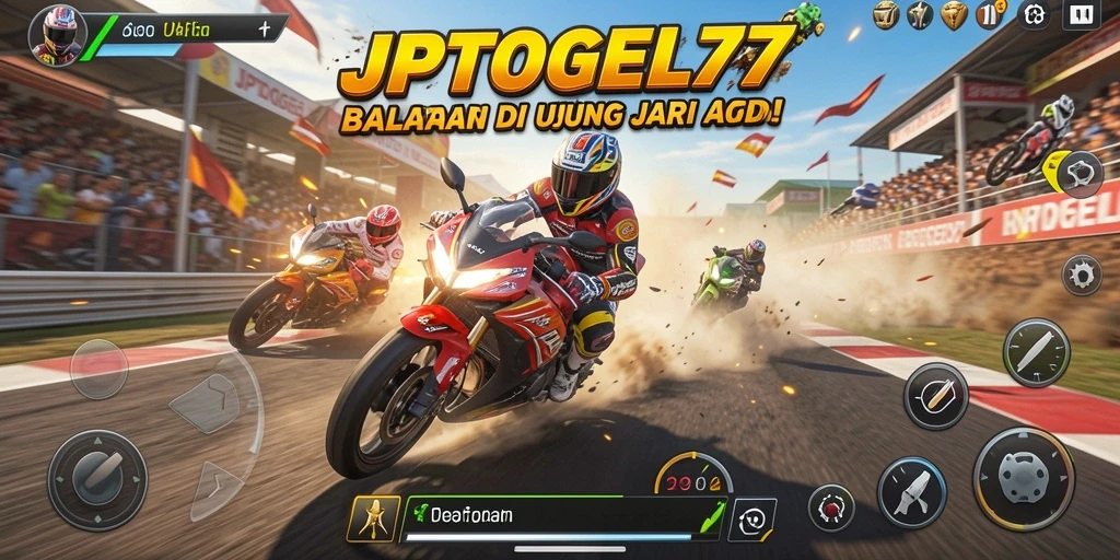 Tampilan mendebarkan dari gameplay balapan motor di JPTOGEL77.