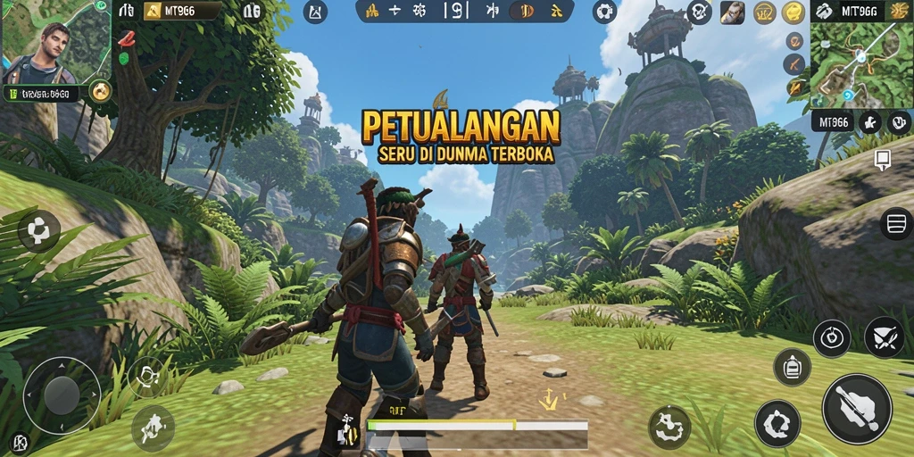 Screenshot gameplay MT966 menampilkan petualangan menakjubkan di dunia terbuka.
