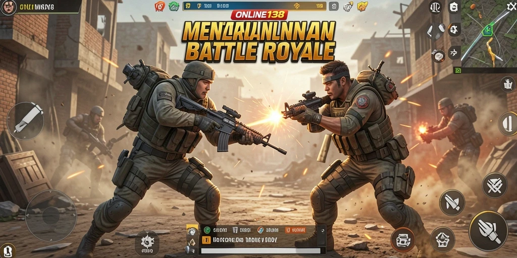 Tangkapan layar menunjukkan aksi seru dalam pertempuran Battle Royale.