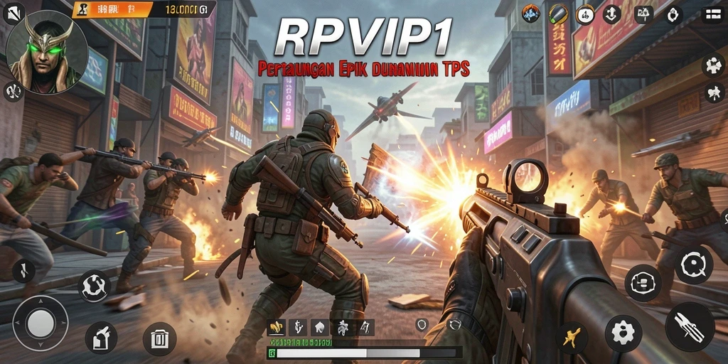 Screenshot menunjukkan aksi intens dalam permainan TPS.