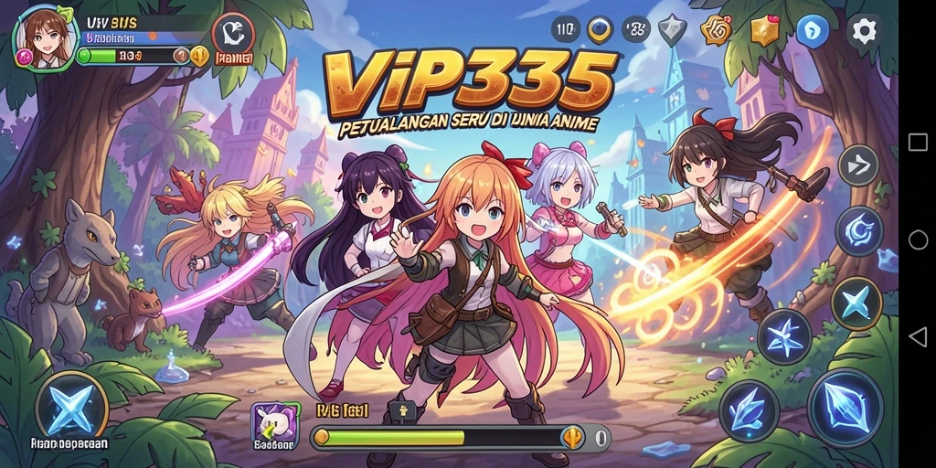 Screenshot VIP333 menunjukkan aksi pertarungan seru dalam gaya Anime.